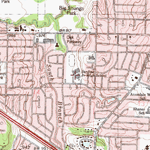 Topographic Map of Jardine Middle School, KS