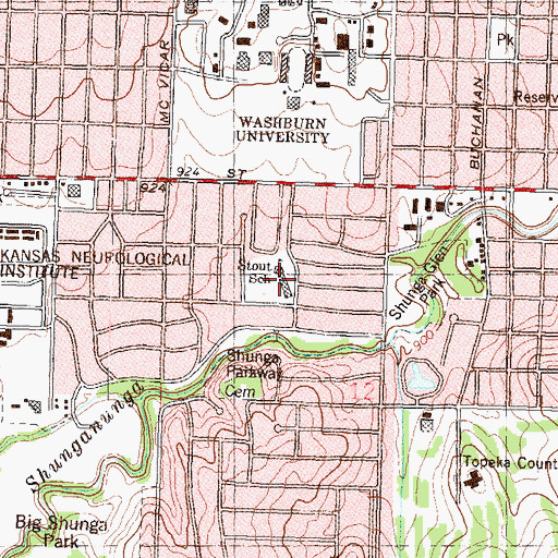 Topographic Map of Stout Elementary School, KS