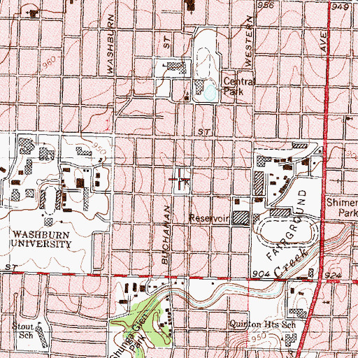 Topographic Map of Chesney Park, KS