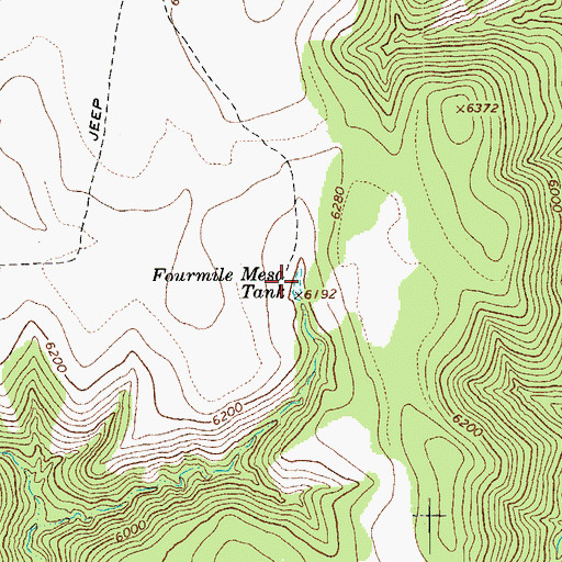 Topographic Map of Fourmile Mesa Tank, AZ