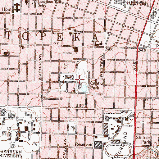 Topographic Map of Central Park, KS