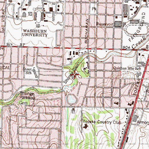 Topographic Map of Shunga Glen Park, KS