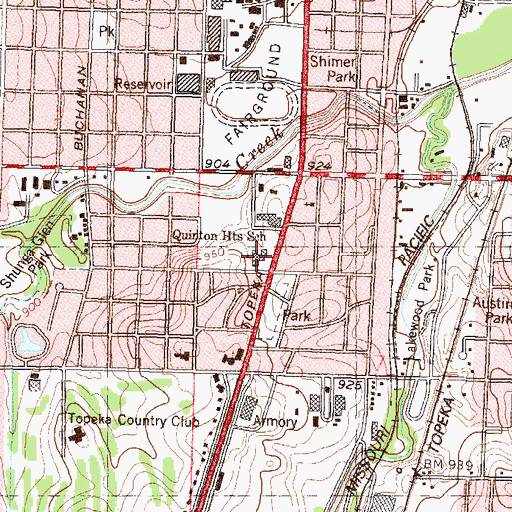 Topographic Map of Quinton Heights Elementary School, KS