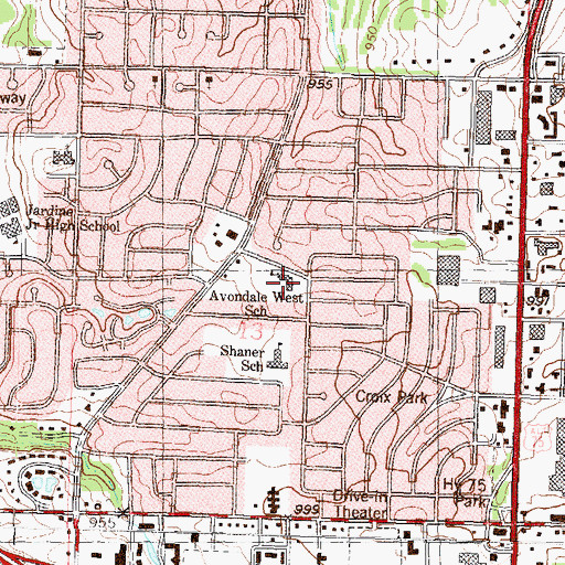 Topographic Map of Avondale West Elementary School, KS