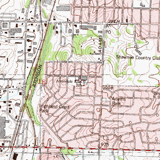 Topographic Map of Avondale East Elementary School, KS