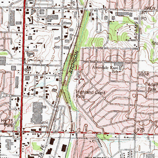 Topographic Map of Highland Crest Park, KS