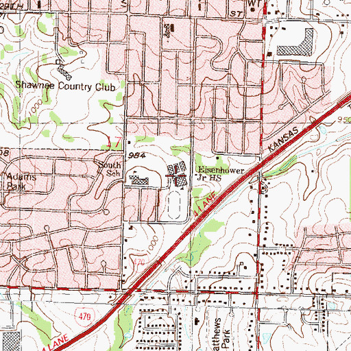 Topographic Map of Eisenhower Middle School, KS