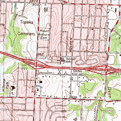 Topographic Map of Belvoir Elementary School, KS