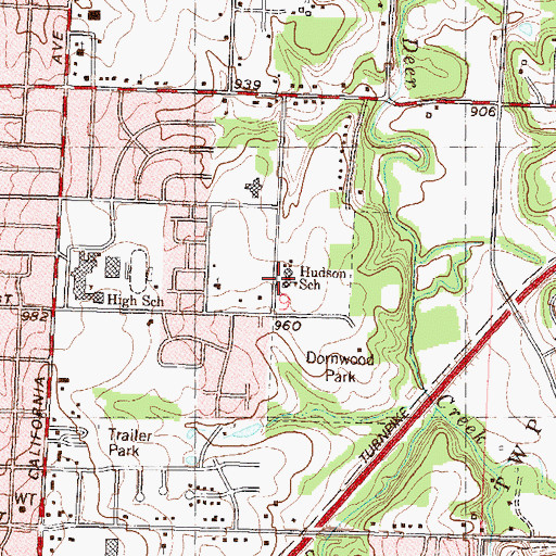 Topographic Map of Hudson Elementary School (historical), KS