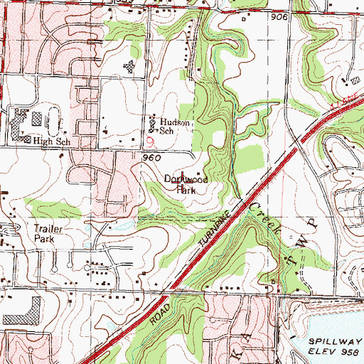 Topographic Map of Dornwood Park, KS