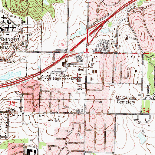 Topographic Map of Landon Middle School, KS