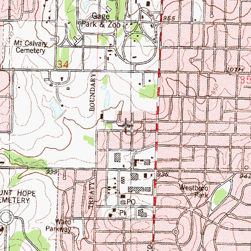 Topographic Map of Sheldon Child Development Center, KS