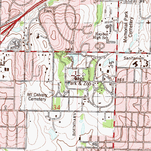 Topographic Map of Gage Park, KS