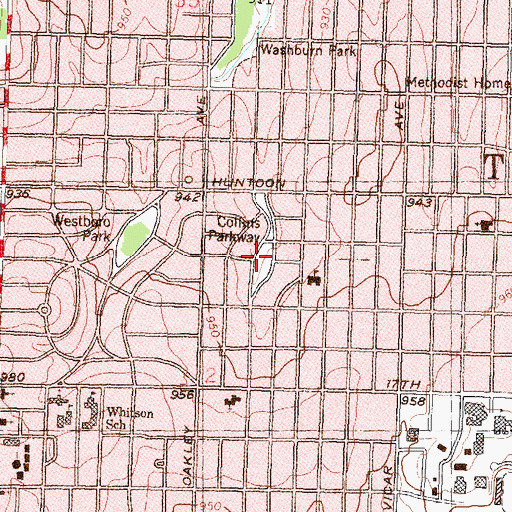 Topographic Map of Collins Parkway, KS