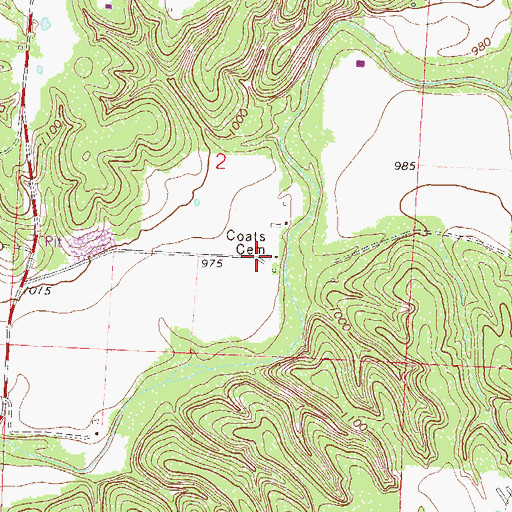 Topographic Map of Coats Cemetery, AR