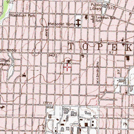 Topographic Map of Boswell Junior High School (historical), KS