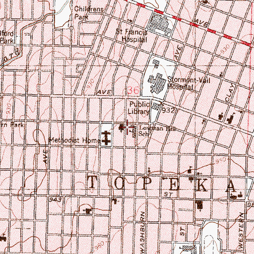 Topographic Map of Lowman Hill Elementary School, KS