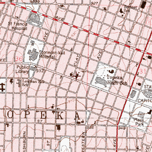 Topographic Map of Mater Dei Catholic School, KS