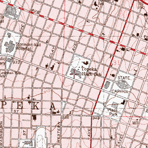 Topographic Map of Topeka High School, KS