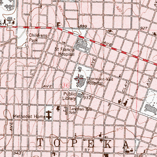 Topographic Map of Christ Hospital, KS