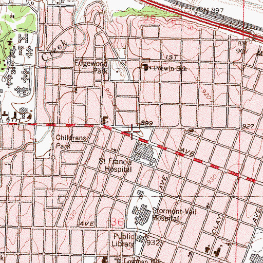 Topographic Map of Willow Park, KS