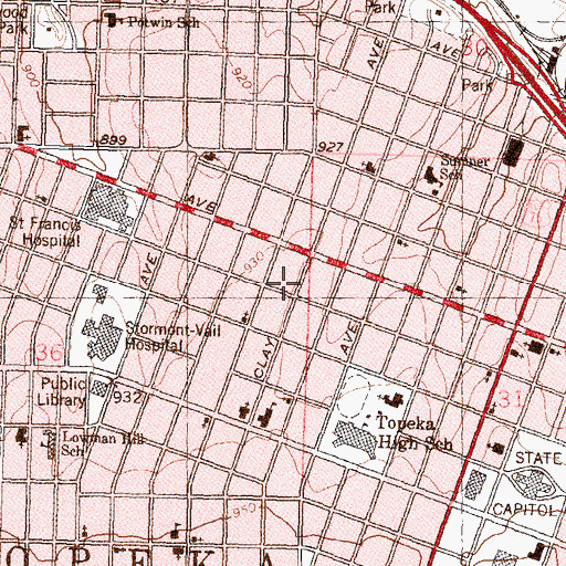 Topographic Map of Clay School (historical), KS