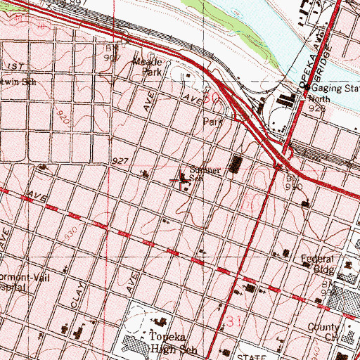 Topographic Map of Sumner Elementary School (historical), KS