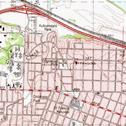 Topographic Map of Edgewood Park, KS