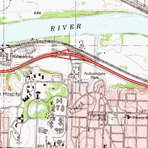 Topographic Map of Auburndale Park, KS