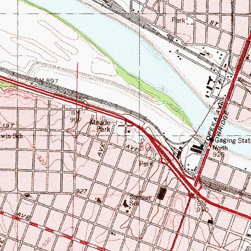 Topographic Map of Meade Park, KS