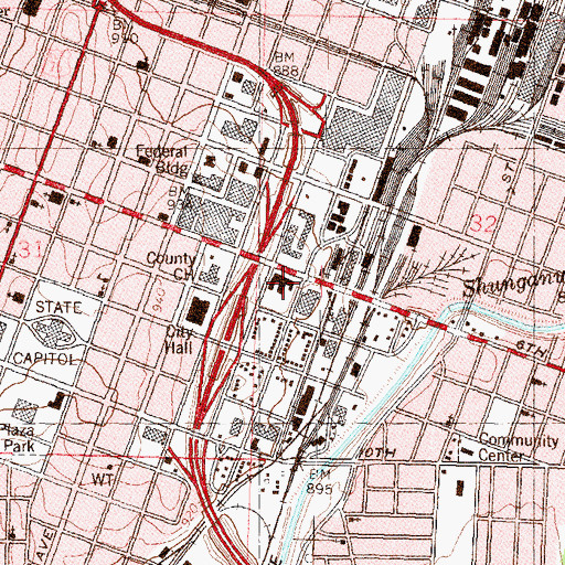 Topographic Map of Santa Fe Hospital, KS