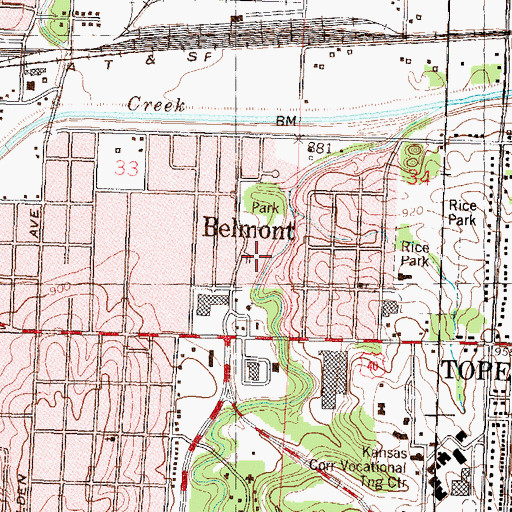 Topographic Map of Belmont, KS