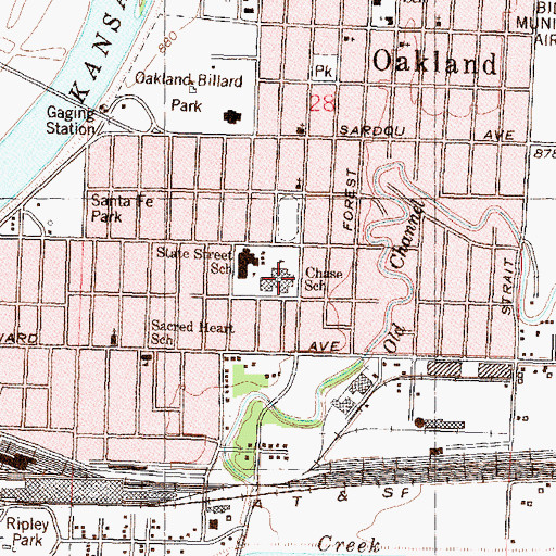 Topographic Map of Chase Middle School, KS