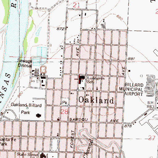 Topographic Map of Lundgren Elementary School, KS
