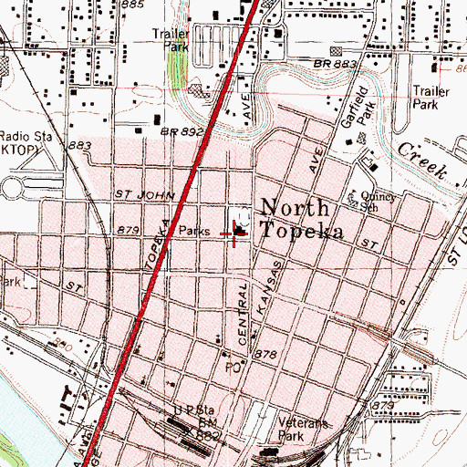 Topographic Map of Curtis Junior High School (historical), KS