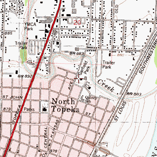Topographic Map of Garfield Park, KS