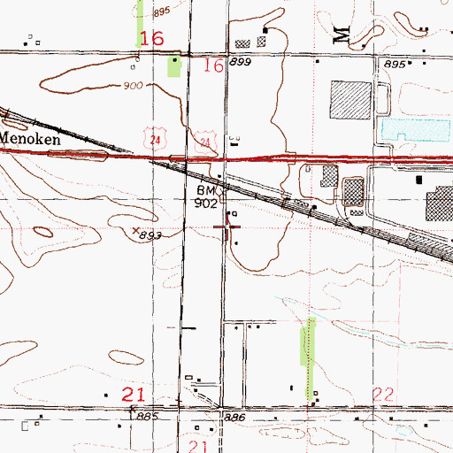 Topographic Map of Menoken School, KS