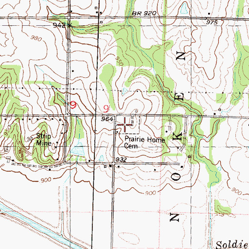 Topographic Map of Prairie Home Cemetery, KS