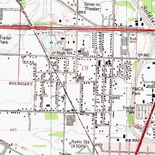Topographic Map of East Indianola Elementary School, KS