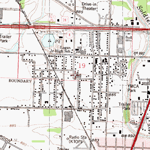 Topographic Map of East Indianola Elementary School, KS