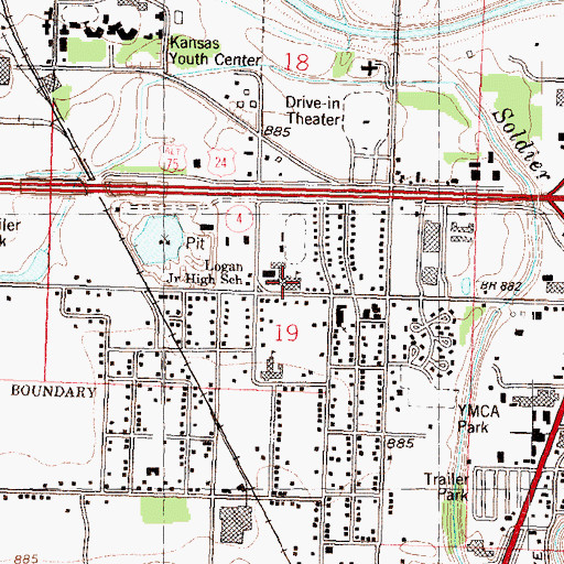 Topographic Map of Logan Elementary School, KS