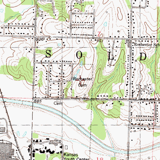 Topographic Map of Rochester Cemetery, KS