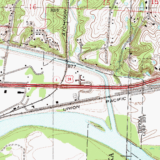 Topographic Map of Kaw Valley School, KS