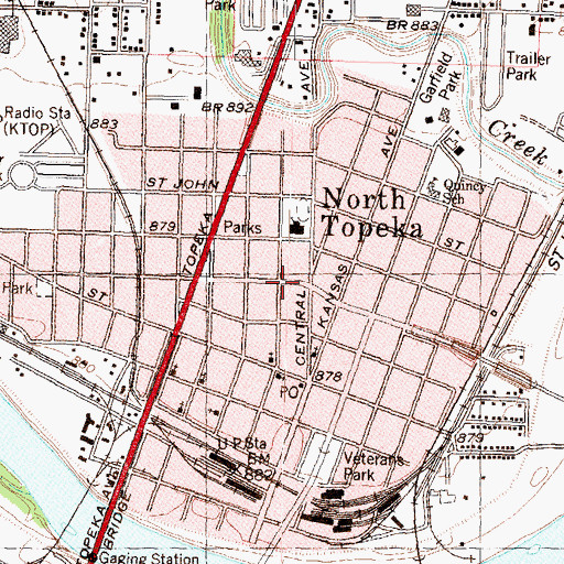 Topographic Map of North Topeka, KS