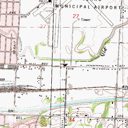 Topographic Map of Dawson School, KS