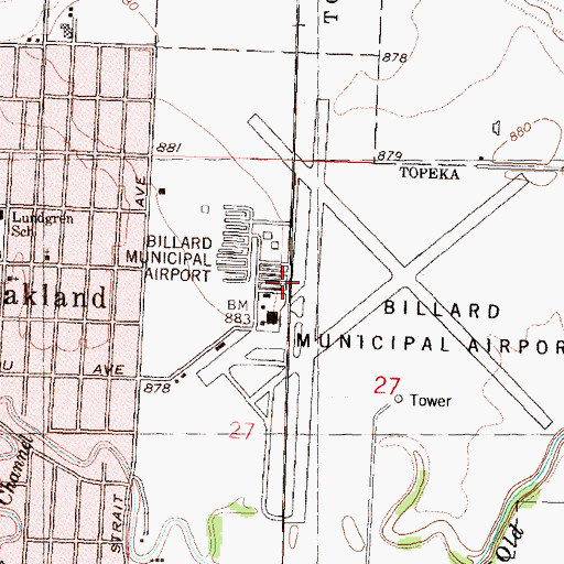 Topographic Map of Philip Billard Municipal Airport, KS