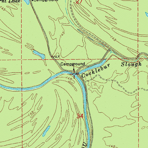 Topographic Map of Cocklebur Slough, AR