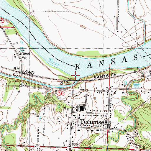 Topographic Map of Shunganunga Creek, KS