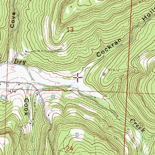 Topographic Map of Cockran Hollow, AR