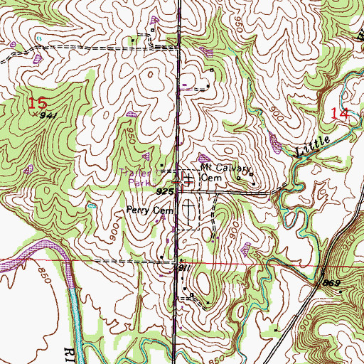 Topographic Map of Mount Calvary Cemetery, KS